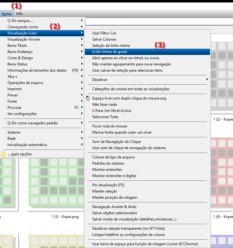 Como habilito a exibição de linhas de grade na visualização de lista